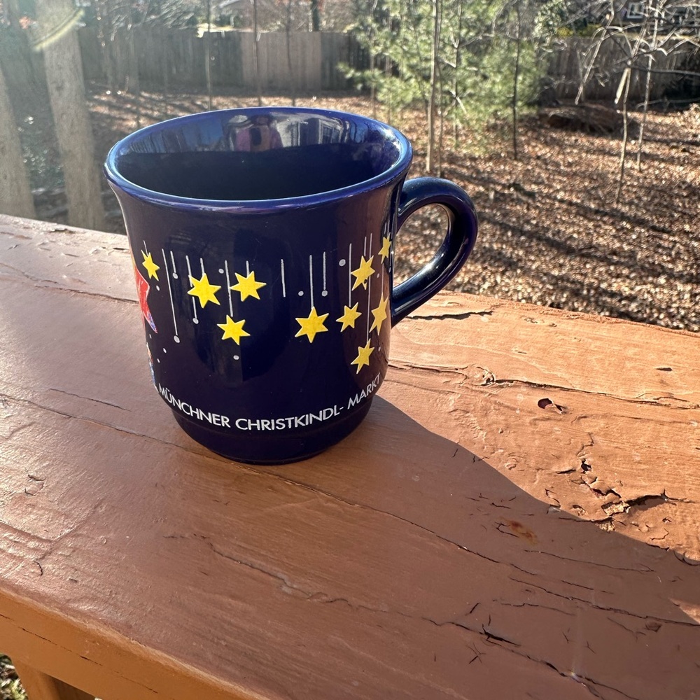 German market blue mug